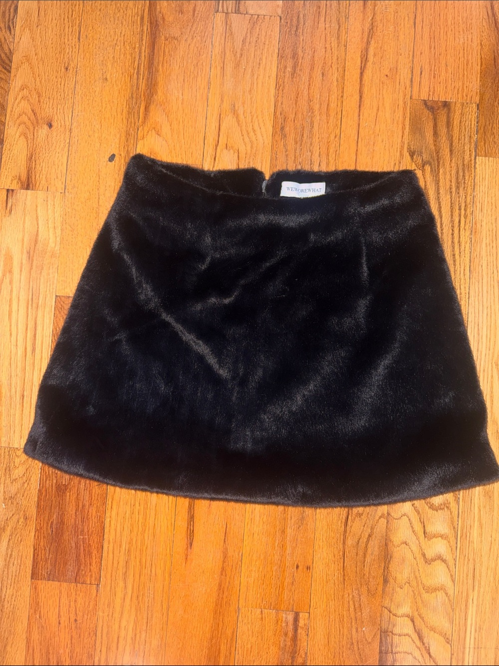 Weworewhat black faux fur mini skirt - size 0